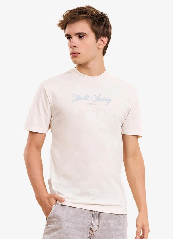 Minty - Camiseta Masculina Estampa Localizada Bege