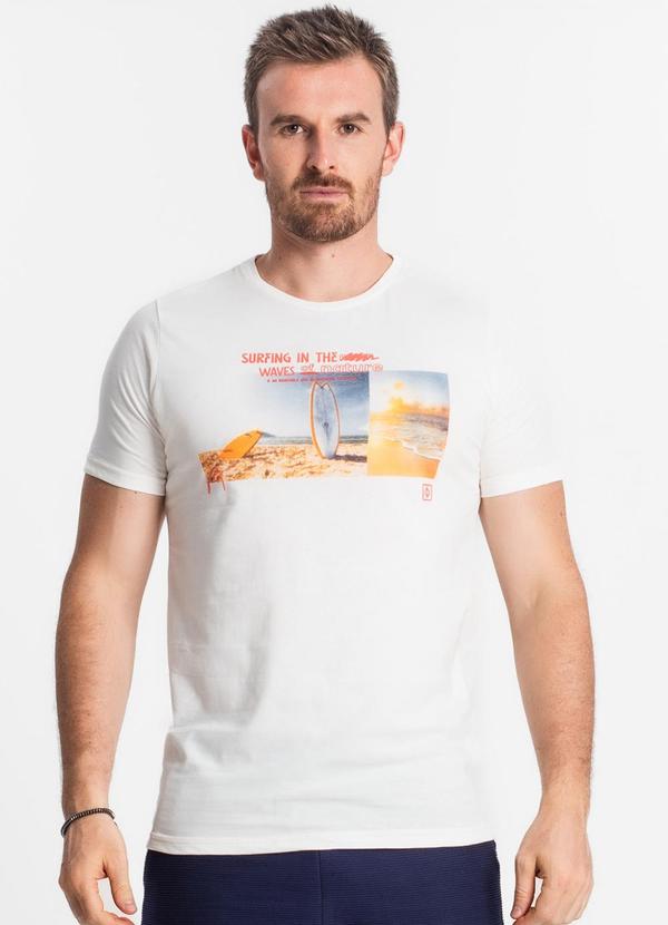 Diametro - Camiseta Masculina Estampada Bege