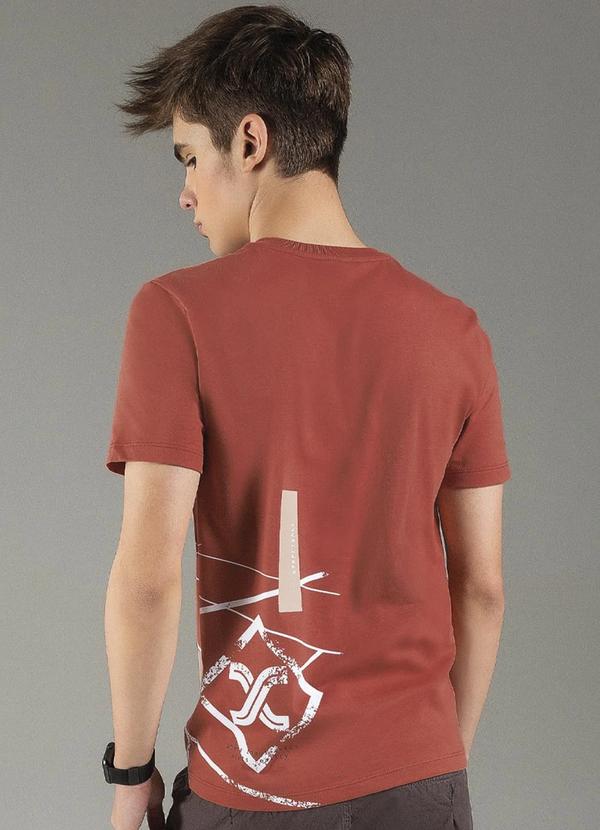 Exco - Camiseta Masculina Estampada com Relevo Fosco Marrom 2