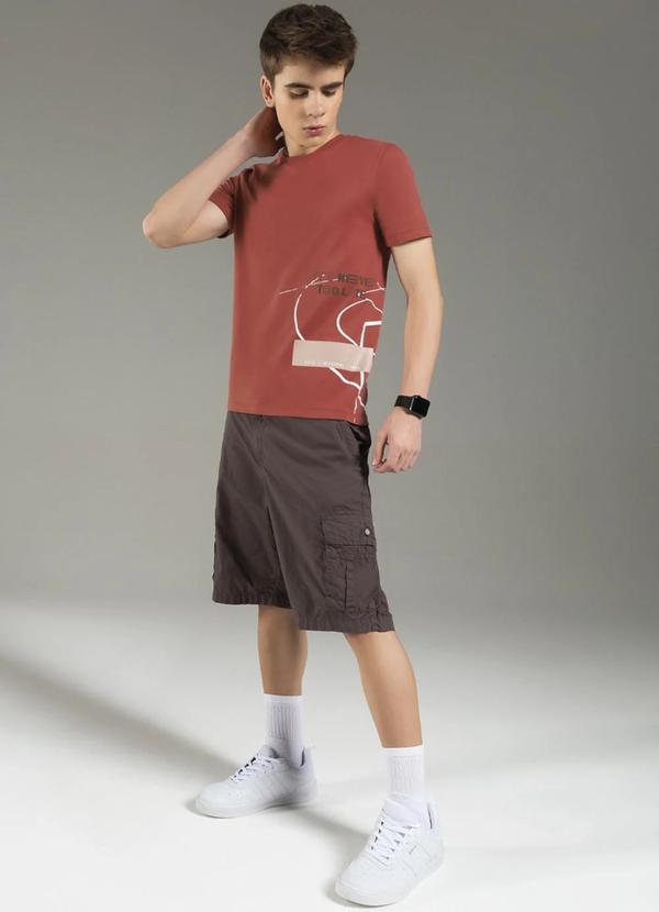 Exco - Camiseta Masculina Estampada com Relevo Fosco Marrom 3