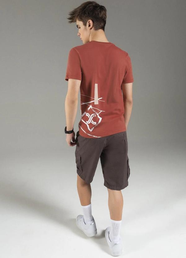 Exco - Camiseta Masculina Estampada com Relevo Fosco Marrom 4