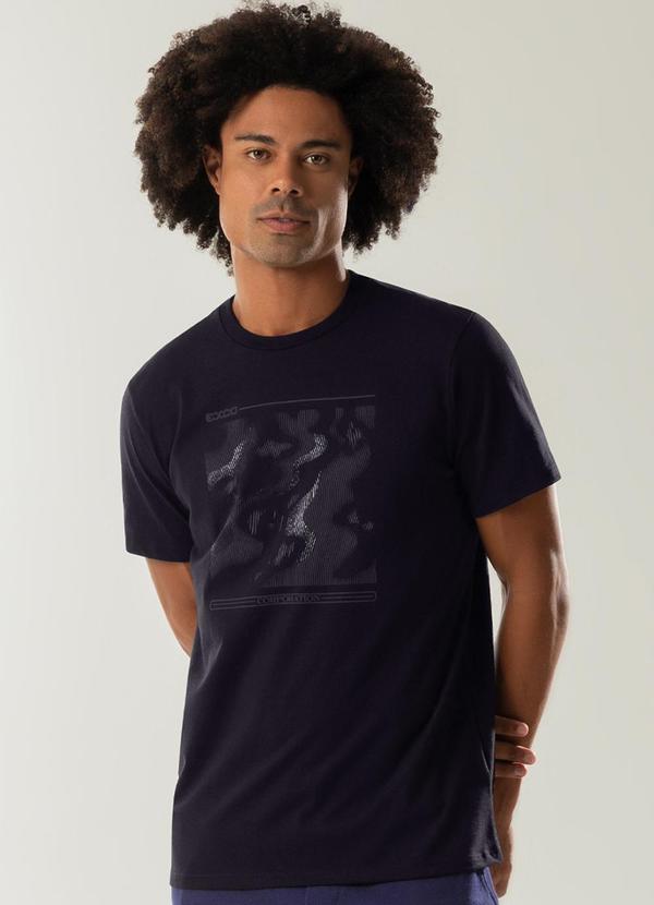 Exco - Camiseta Masculina Estampadoa em Gel Preto