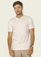 Diametro - Camiseta Masculina Gola Padre Meia Malha Marrom - variação: Bege