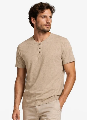Diametro - Camiseta Masculina Gola Padre Meia Malha Marrom - DIAMETRO