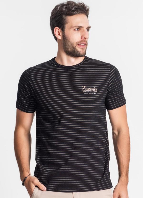Diametro - Camiseta Masculina Listrada Preto