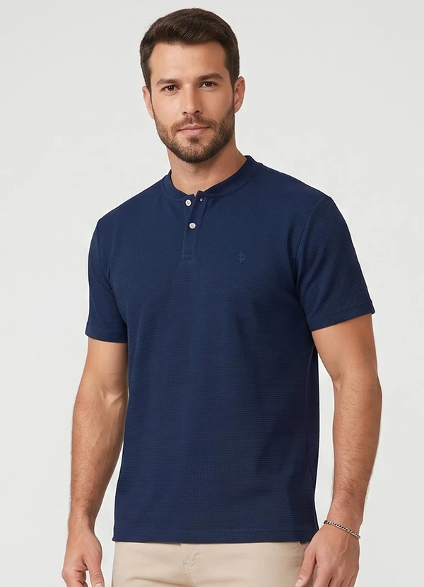 Diametro - Camiseta Masculina Malhão Maquinetado Azul