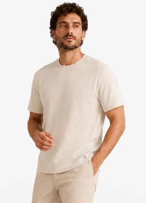 Diametro - Camiseta Masculina Malhão Maquinetado Bege - DIAMETRO