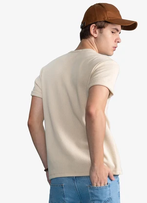 Minty - Camiseta Masculina Malhão Maquinetado Bege - MINTY