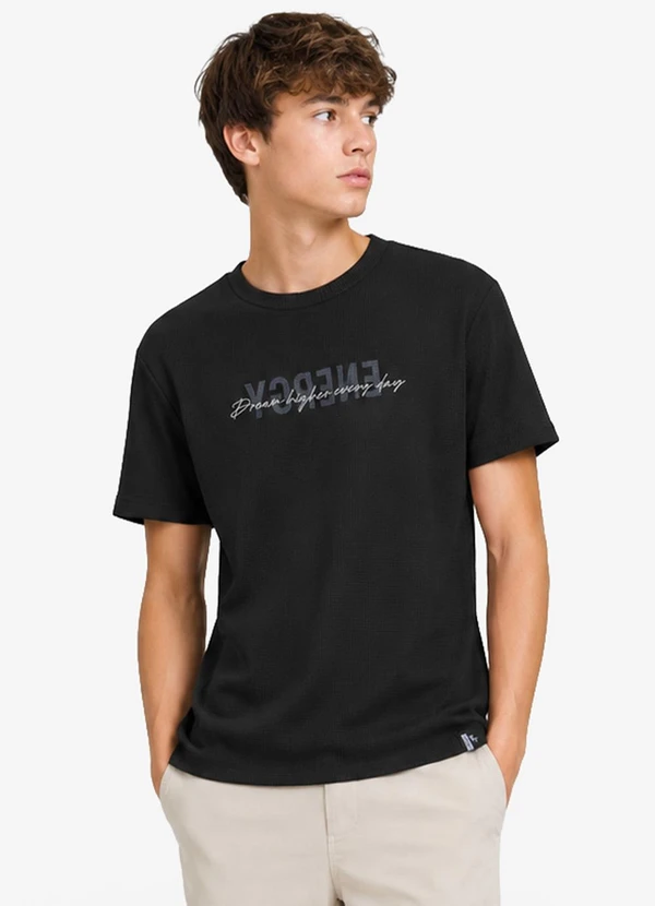 Minty - Camiseta Masculina Malhão Maquinetado Preto