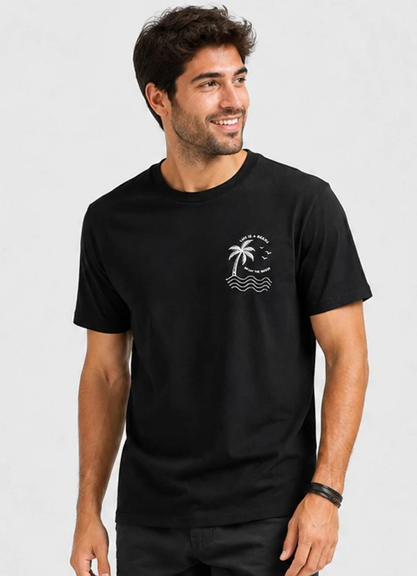 Select - Camiseta Masculina Manga Curta Algodão Preto