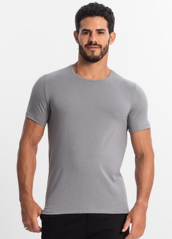 Rovitex - Camiseta Masculina Manga Curta Cinza