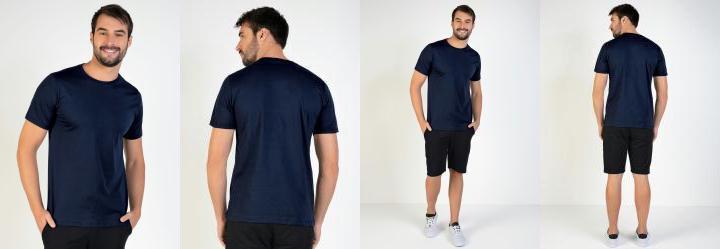 Camiseta Masculina Marinho com Mangas Curtas