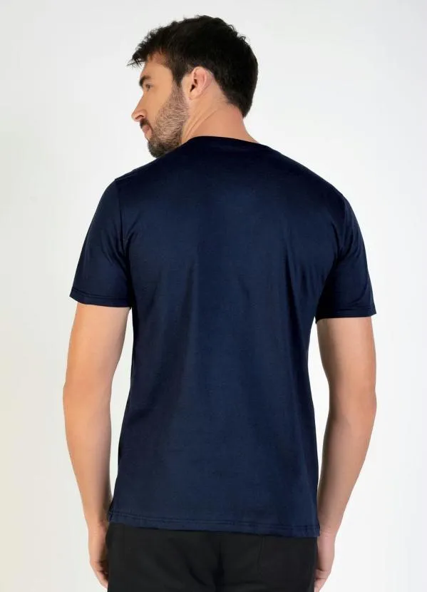 Basicamente - Camiseta Masculina Marinho com Mangas Curtas 2