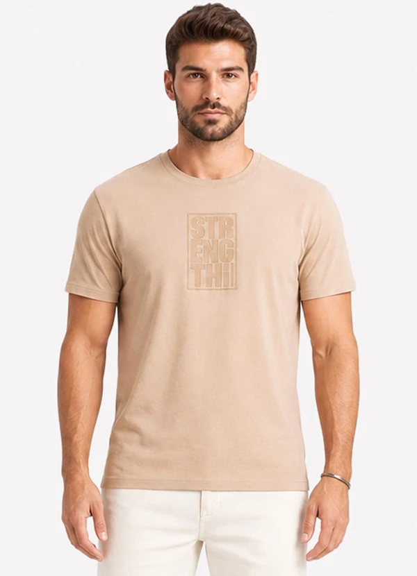 Diametro - Camiseta Masculina Meia Malha Bege