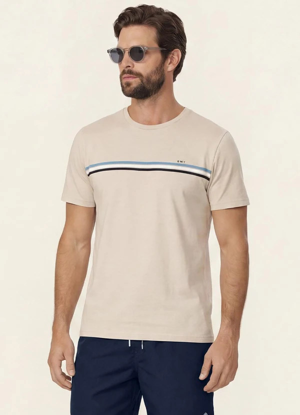 Diametro - Camiseta Masculina Meia Malha Bege