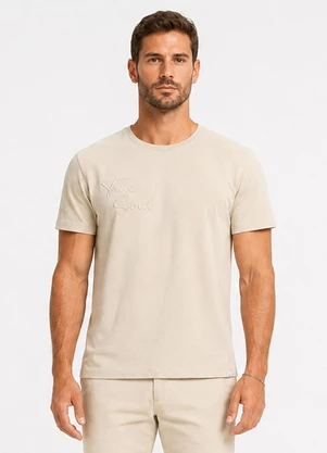 Diametro - Camiseta Masculina Meia Malha Bege - DIAMETRO