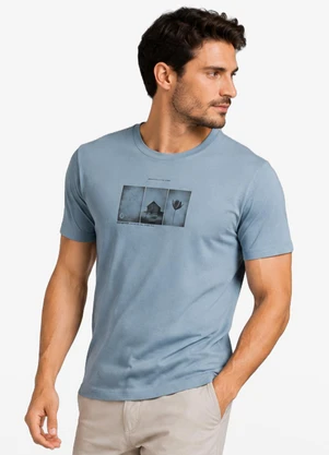 Diametro - Camiseta Masculina Meia Malha com Estampa Azul - DIAMETRO