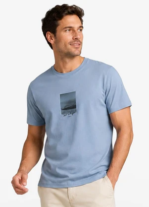Diametro - Camiseta Masculina Meia Malha com Estampa Azul - DIAMETRO