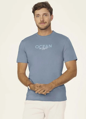 Diametro - Camiseta Masculina Meia Malha com Estampa Azul - DIAMETRO