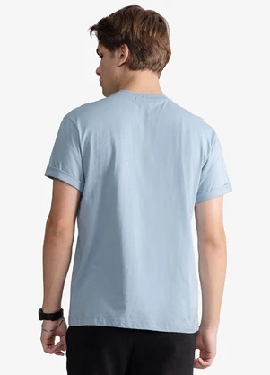 Minty - Camiseta Masculina Meia Malha com Estampa Azul - MINTY