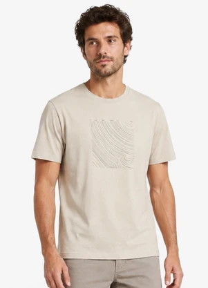 Diametro - Camiseta Masculina Meia Malha com Estampa Bege - DIAMETRO