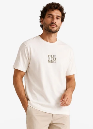Diametro - Camiseta Masculina Meia Malha com Estampa Bege - DIAMETRO