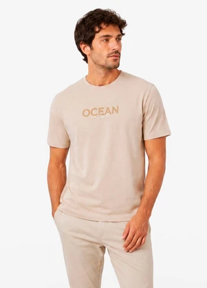 Diametro - Camiseta Masculina Meia Malha com Estampa Bege - DIAMETRO