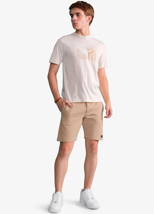 Minty - Camiseta Masculina Meia Malha com Estampa Bege - MINTY