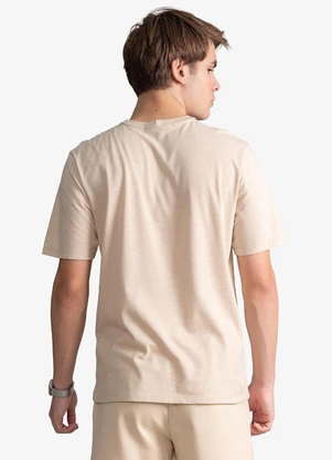 Minty - Camiseta Masculina Meia Malha com Estampa Bege - MINTY