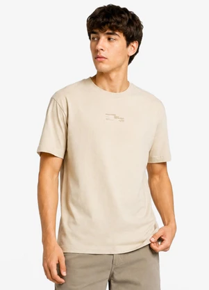 Minty - Camiseta Masculina Meia Malha com Estampa Bege - MINTY