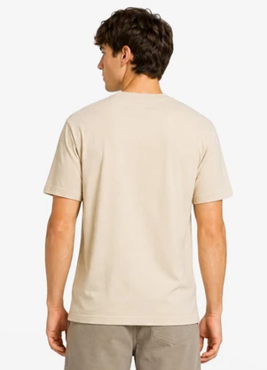 Minty - Camiseta Masculina Meia Malha com Estampa Bege - MINTY
