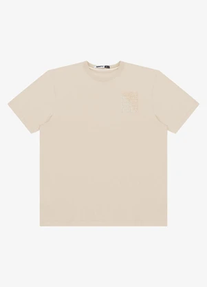 Minty - Camiseta Masculina Meia Malha com Estampa Bege - MINTY