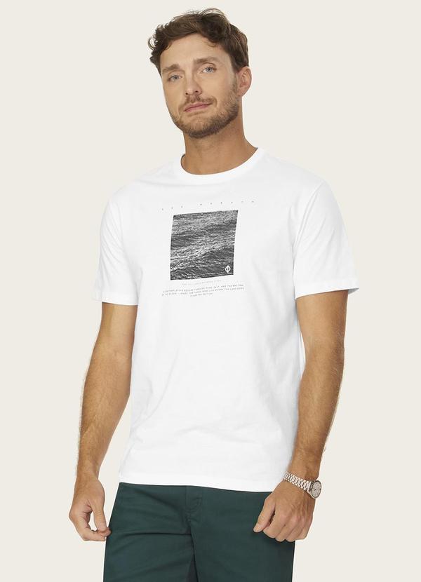 Diametro - Camiseta Masculina Meia Malha com Estampa Branco
