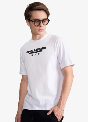 Minty - Camiseta Masculina Meia Malha com Estampa Branco - MINTY