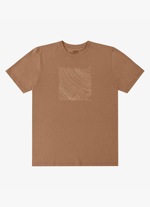 Diametro - Camiseta Masculina Meia Malha com Estampa Marrom