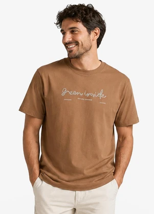 Diametro - Camiseta Masculina Meia Malha com Estampa Marrom - DIAMETRO
