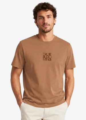 Diametro - Camiseta Masculina Meia Malha com Estampa Marrom - DIAMETRO