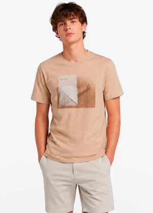 Minty - Camiseta Masculina Meia Malha com Estampa Marrom - MINTY