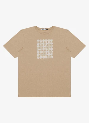 Minty - Camiseta Masculina Meia Malha com Estampa Marrom - MINTY