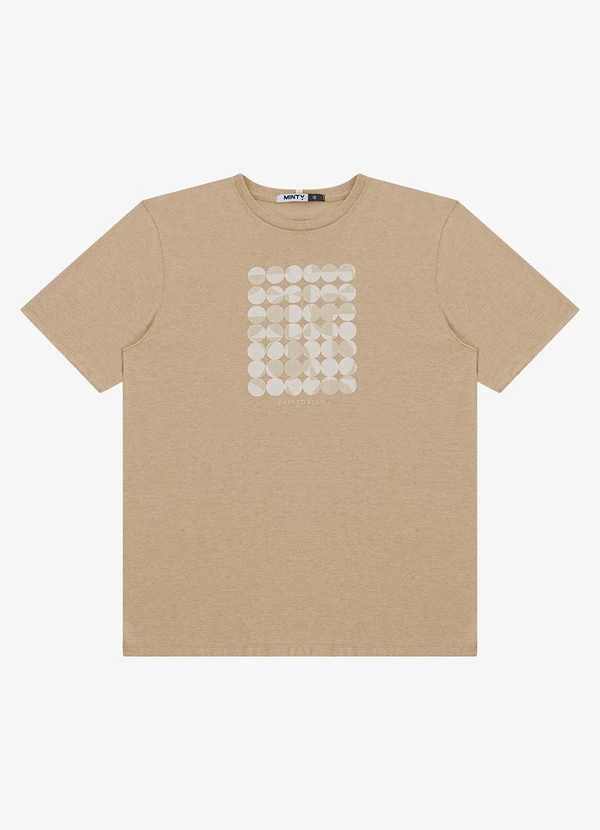 Minty - Camiseta Masculina Meia Malha com Estampa Marrom