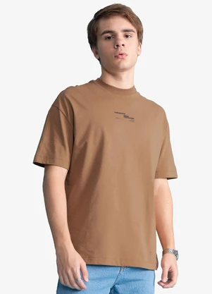 Minty - Camiseta Masculina Meia Malha com Estampa Marrom - MINTY