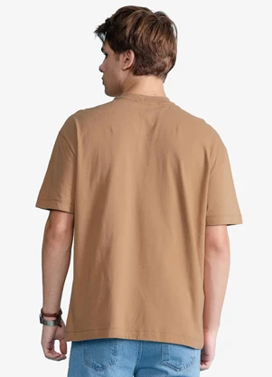 Minty - Camiseta Masculina Meia Malha com Estampa Marrom - MINTY
