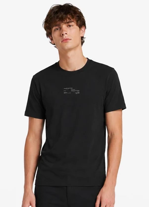 Minty - Camiseta Masculina Meia Malha com Estampa Preto - MINTY
