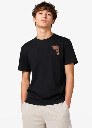 Minty - Camiseta Masculina Meia Malha com Estampa Preto - MINTY