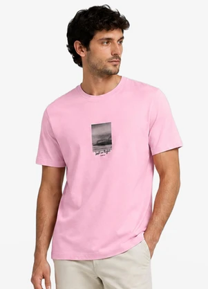 Diametro - Camiseta Masculina Meia Malha com Estampa Rosa - DIAMETRO