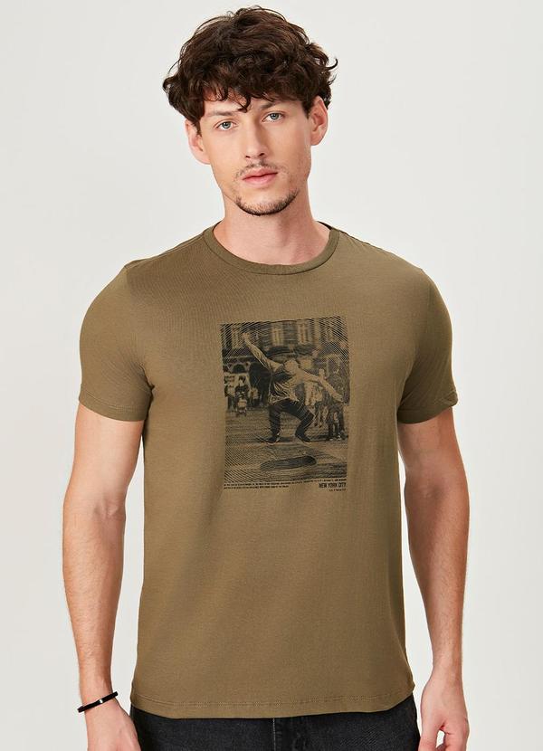 Rovitex - Camiseta Masculina Meia Malha Estampada Verde