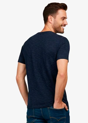 Select - Camiseta Masculina Meia Malha Fio Tinto Azul - SELECT