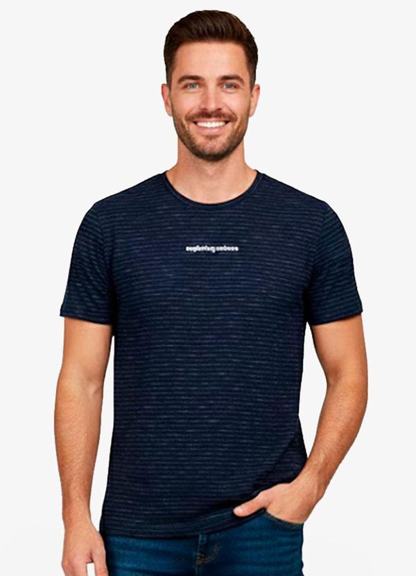Select - Camiseta Masculina Meia Malha Fio Tinto Azul