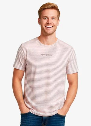 Select - Camiseta Masculina Meia Malha Fio Tinto Rosa - SELECT