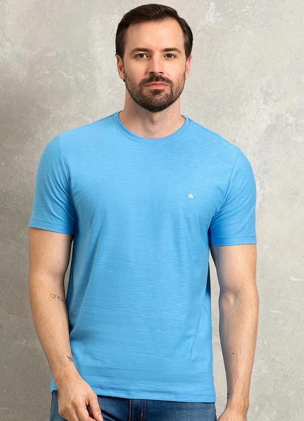 Seeder - Camiseta Masculina Meia Malha Flamê Slim Fit Azul